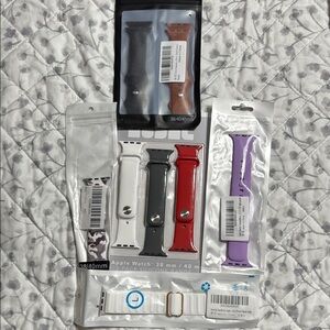 Apple Watch Silicone Bands - Black, White, Red, Purple set/8